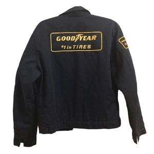 Vintage Red Kap Work Jacket Made in USA Goodyear Tire Mechanic Size M w/ Patches